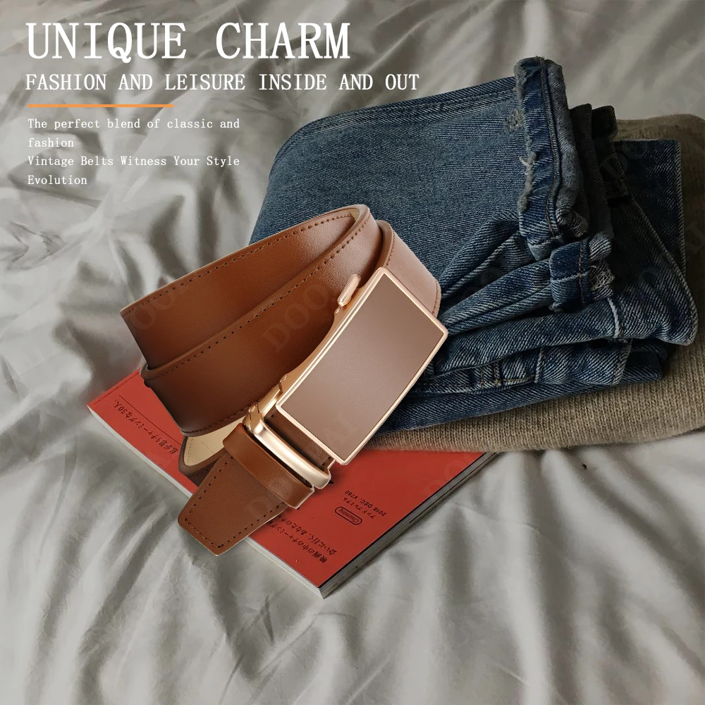 Fibbia a pellicola automatica con superficie in sabbia metallica, cintura/cintura da lavoro premium da uomo in pelle bovina di alta qualità, colore opzionale 5