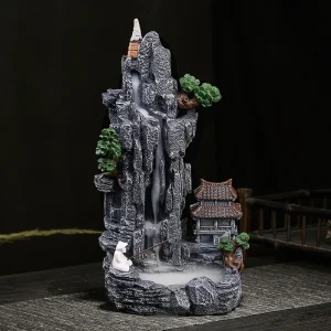 1pc Cascata Riflusso Bruciatore di Incenso Zen Sala Da Tè Decorazione Micro Paesaggio Porta Bastone di Incenso Posacenere (Senza Incenso) 1
