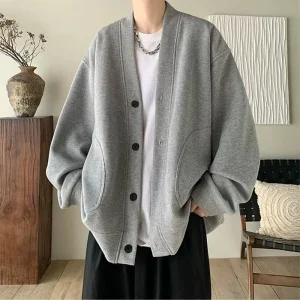 Giacca lavorata a maglia con scollo a V da uomo 2025 Nuova giacca autunnale Marchio alla moda Stile rilassato 1