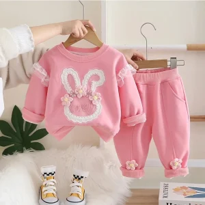 Nuovo Autunno Vestiti Del Bambino Set di Abbigliamento Per Bambini Delle Ragazze Dei Capretti T-Shirt A Maniche Lunghe Pantaloni 2 Pz/set Costume Infantile Tute Del Bambino 1