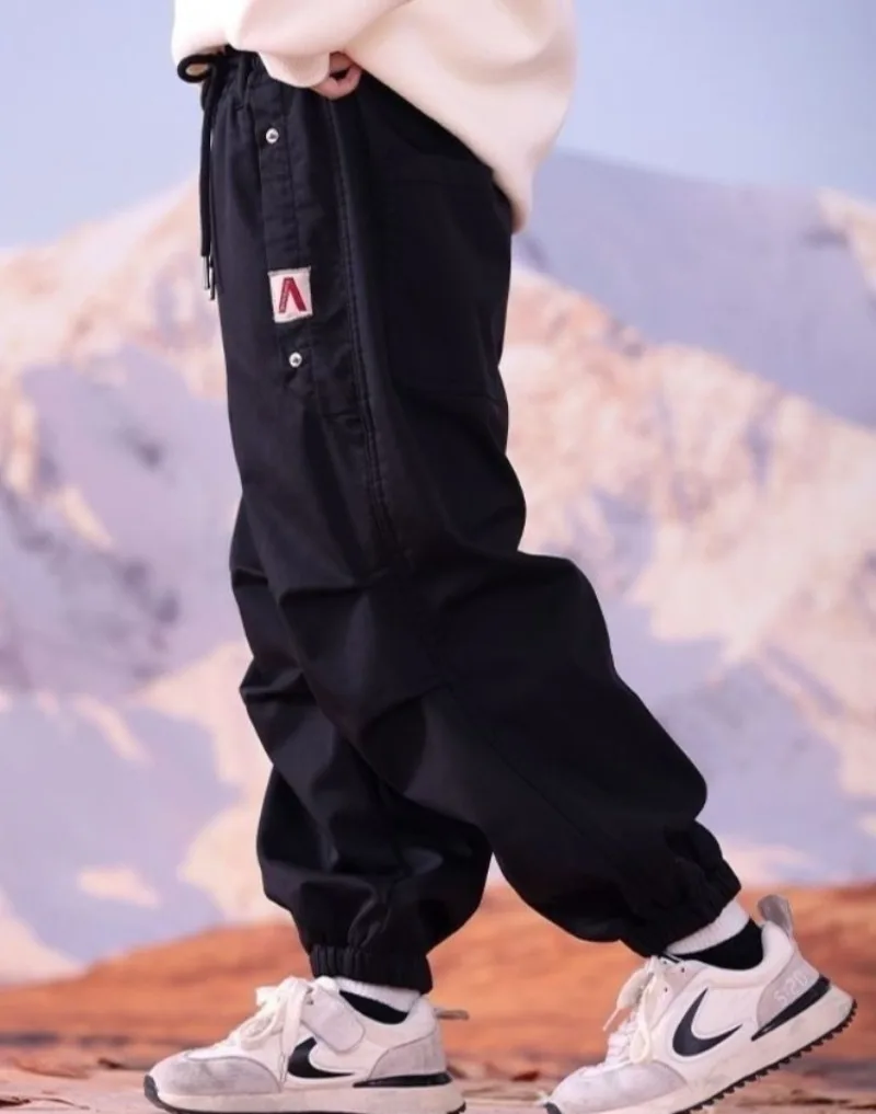 Pantaloni cargo invernali foderati in pile termico da ragazza - Pantaloni sportivi giacca a vento impermeabile per bambini 8-14 Pantaloni sportivi con tasche 4