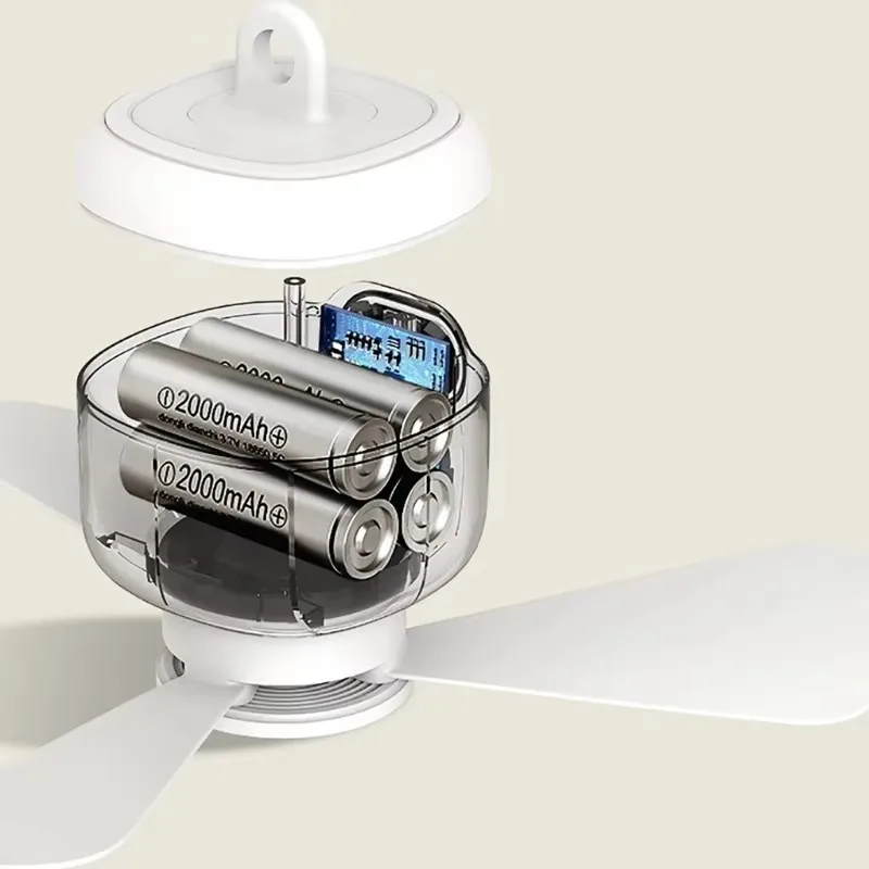 Ventilatori da soffitto ricaricabili con batteria incorporata di grande capacità con telecomando Lampada da notte portatile per tenda da campeggio 4