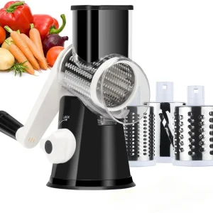Affettatrice per verdure, tritatutto manuale per formaggio da cucina, con 3 tamburi affilati, trituratore multifunzionale per patate e aglio 1