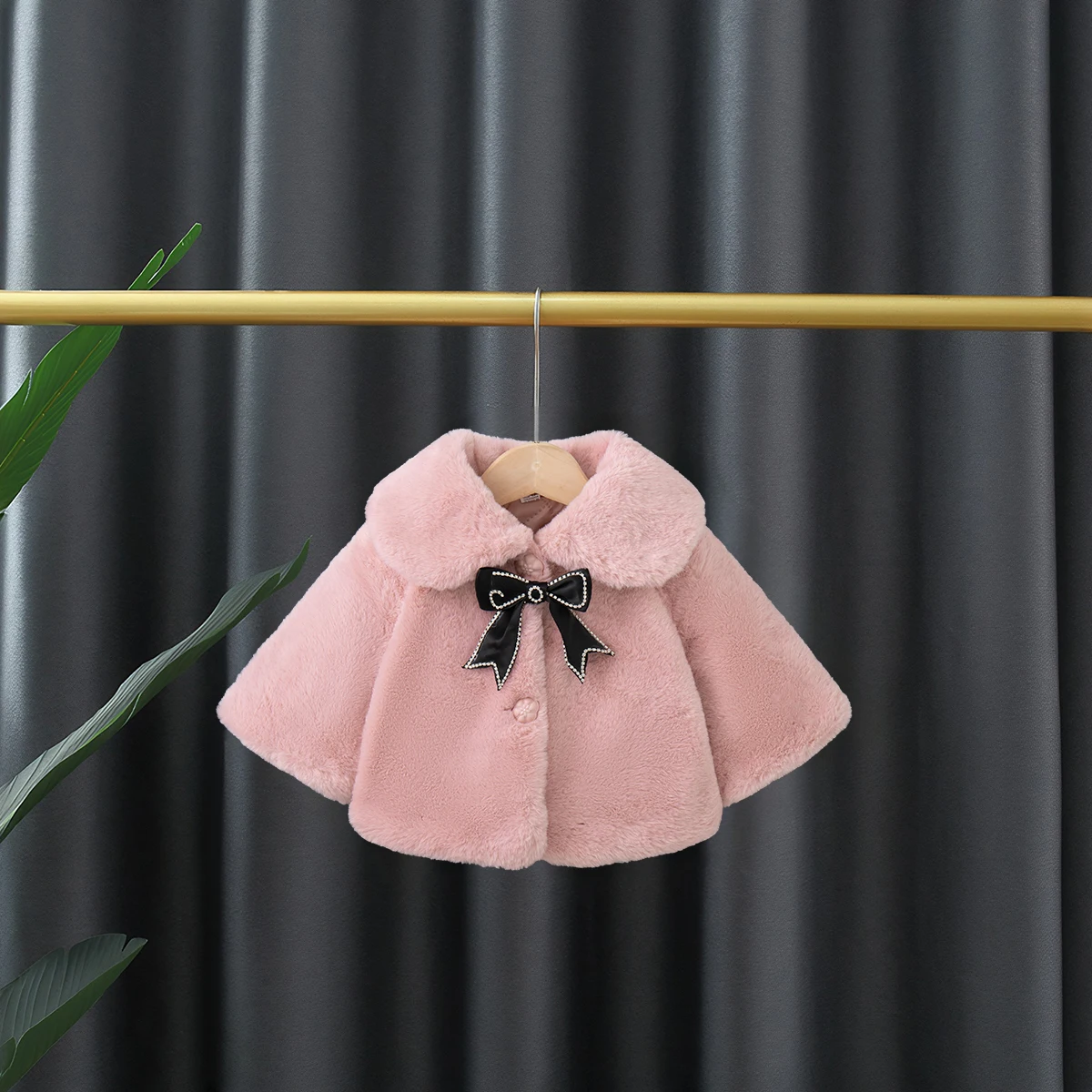 Nuova giacca invernale per bambina con fiocco nero, abbigliamento per bambini spesso e caldo stile principessa per bambini dai 9 mesi ai 3 anni 5