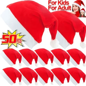 50/1PCS Adulti Bambini Cappelli Di Natale Tessuto Non tessuto Babbo Natale Cappelli Di Natale Cap Buon Natale Capodanno Festa Festival Decor Regalo 1