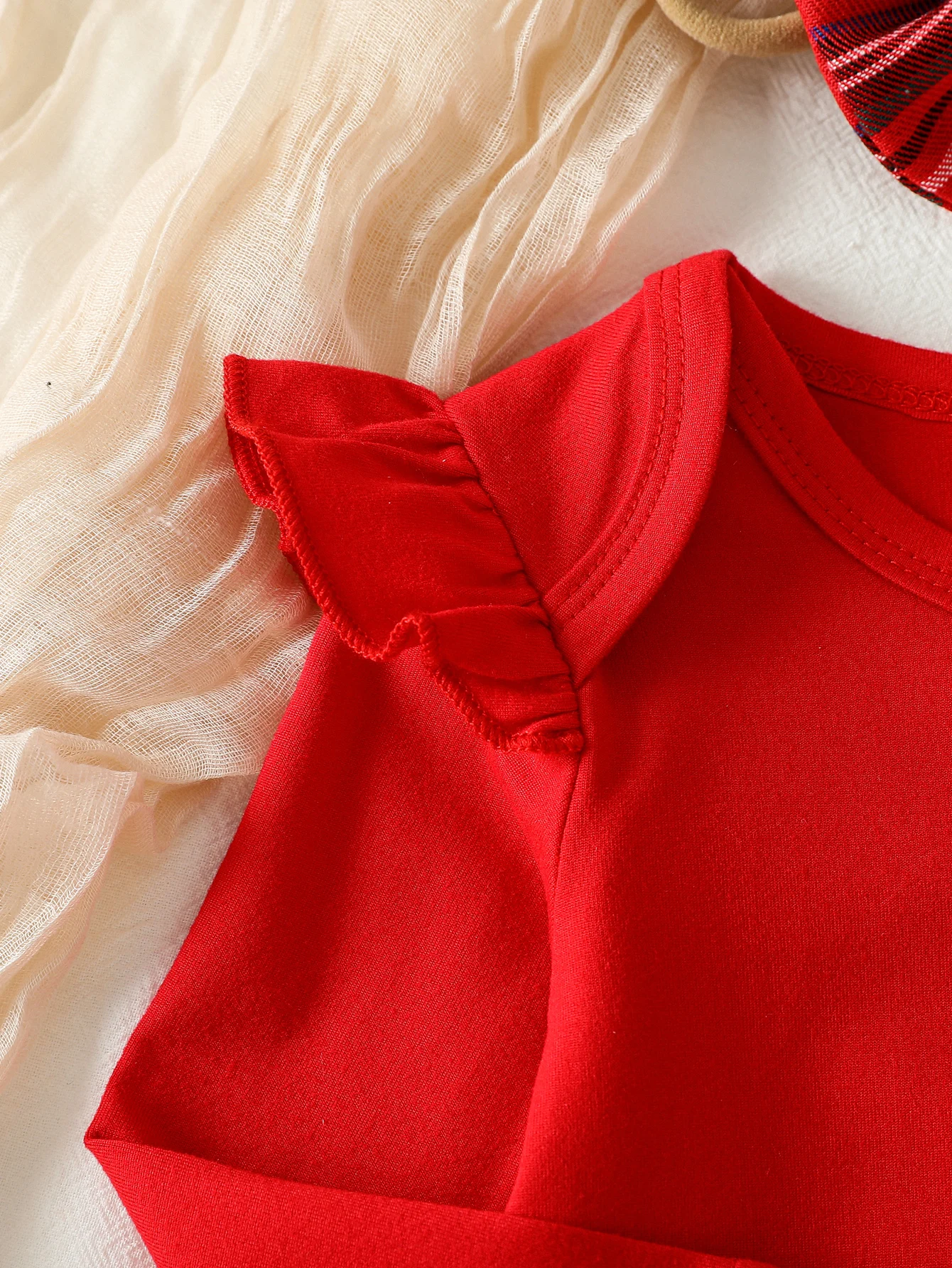 3 pezzi autunno Natale neonato neonata copre set maglia pagliaccetto rosso cervo plaid gonne abiti costume 0-1 anni + fascia 3