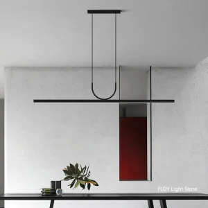 Lampadario da ristorante semplice e moderno Nordic sala da tè ufficio bar una parola lunga striscia lampada a led lampade da tavolo da pranzo 1