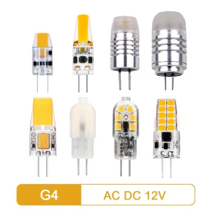 LED MINI G4 AC/DC 12V Bassa potenza 1.2W 1.4W 2W 3W ad alta efficienza luminosa stroboscopica gratuita per lampadario di cristallo cucina studio wc 1