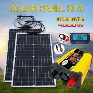 Pannello solare da 4000 W con inverter di potenza Kit inverter da pannello solare 12 V-110 V/220 V Sistema solare da campeggio domestico e all'aperto 1