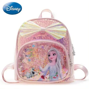 Disney paillettes Frozen Elsa Anna zaino Fashion Glitter School Book Bag Girls Kawaii PU zaino da viaggio in pelle regali di natale 1