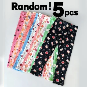 Confezione casuale di 5 leggings stampati da ragazza per la primavera, l'autunno e l'inizio dell'inverno, possono essere indossati come capispalla, pantaloni comodi 1