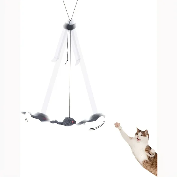 Giocattolo interattivo per gatti da appendere alla porta con teaser per topi neri: diventa e esercita il tuo giocattolo per gatti per gatti da interni 3
