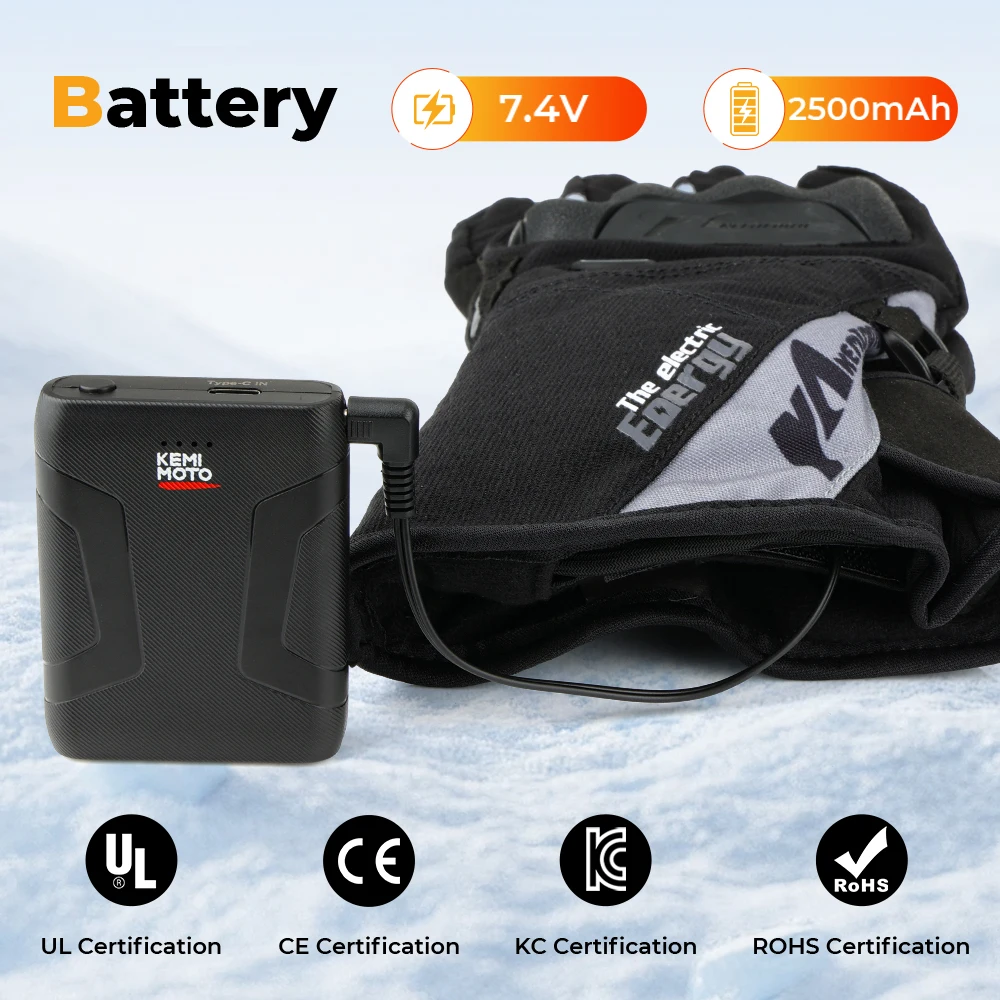 Guanti riscaldati KEMIMOTO Guanti riscaldati per moto invernali Guanti termici riscaldanti ricaricabili impermeabili caldi per motoslitta 5