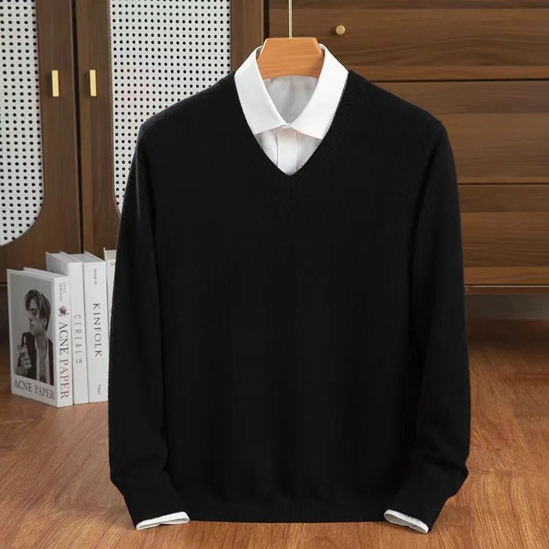 Maglione in Cashmere Super lana uomo Pullover spesso autunno inverno caldo classico scollo a v vestiti maglione maschile Jersey Hombre Pull Homme 3