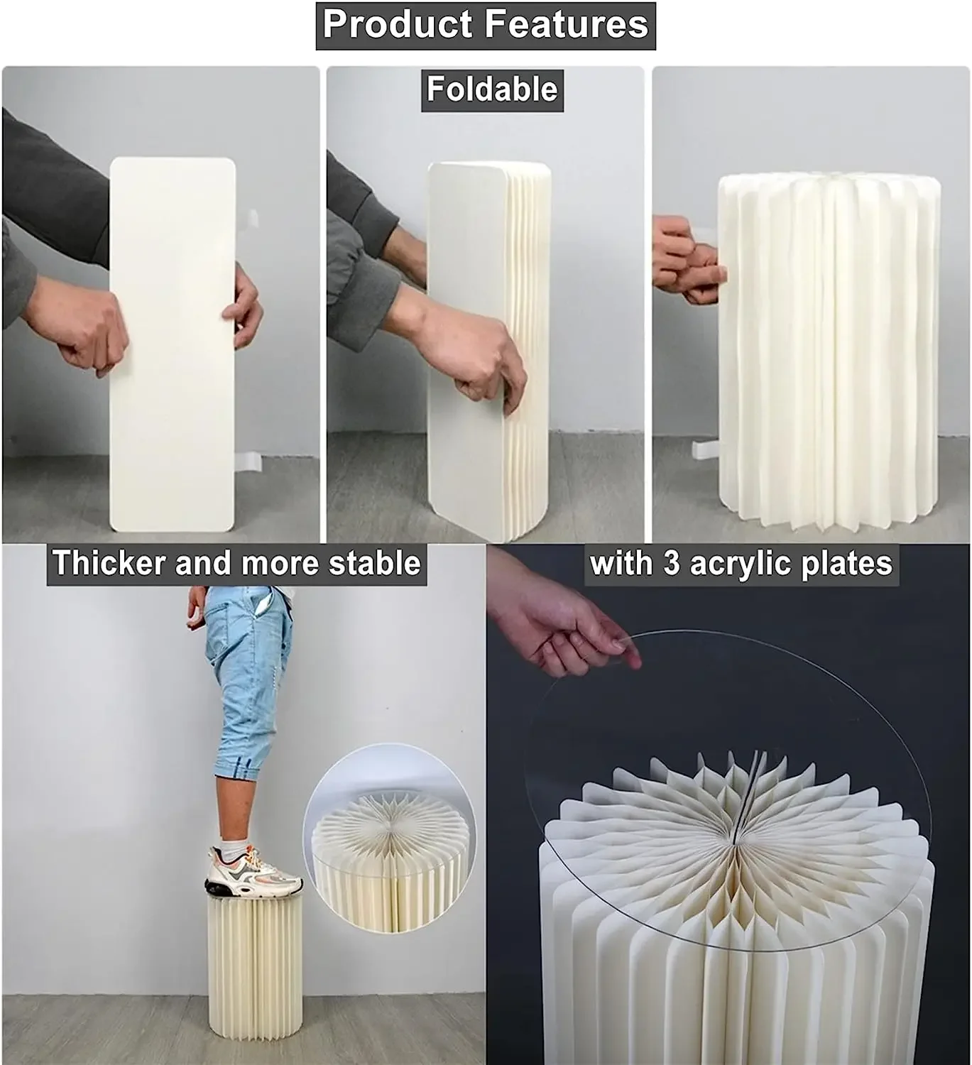 Carta cilindrica pieghevole Decorazione festival Sfondo Ornamento Torta nuziale Stand Tavolo da dessert Festa di compleanno Ramadan Decora 6