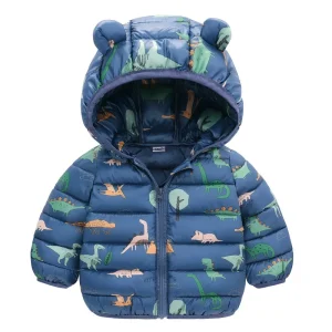 Ragazzi Ragazze Piumini caldi Autunno Inverno Giacche Stampa Cappotto con cerniera Bambini Capispalla corto con cappuccio Abbigliamento per bambini 1-6 anni 1