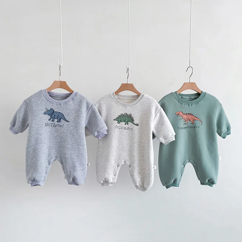 Nuovo arrivo Cartoon Dino Print Baby neonato pagliaccetti neonate tute manica lunga ragazzi abbigliamento un pezzo 2