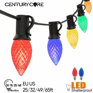 Luci colorate a LED C7 String EU US Street Garland Light 110V 220V Luci da patio infrangibili impermeabili per portico balcone interno 1