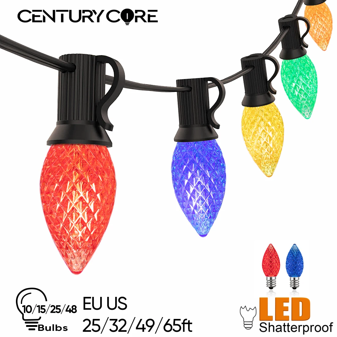 Luci colorate a LED C7 String EU US Street Garland Light 110V 220V Luci da patio infrangibili impermeabili per portico balcone interno 1