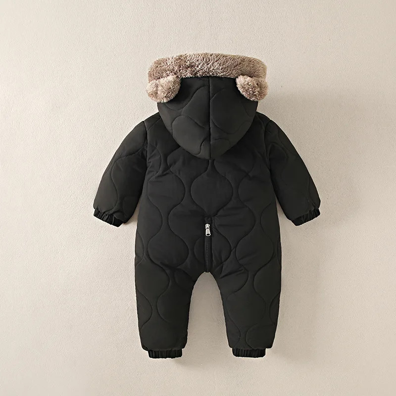 OLEKID Autunno Inverno Baby Boy Pagliaccetto in pile più velluto con cappuccio Baby Boy Tuta 0-2 anni Tuta da bambino per neonato Tuta da neve infantile 5