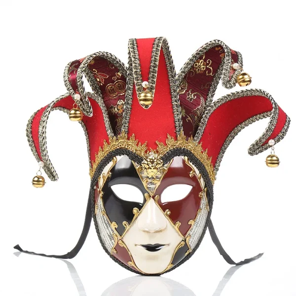 Nuova maschera da clown Masquerade per adulti Venezia Maschere viola retrò Full Face Cosplay Spaventoso Halloween Maschera da strega Puntelli Donna Uomo 5