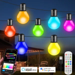 Tuya Smart WIFI HA CONDOTTO LA Lampadina Della Luce Della Stringa USB 15M 25 Lampadine Lucine Casa Camera Esterna Giardino Decorazioni Di Natale RGB Ghirlanda Lampada 1