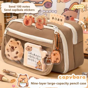 Astuccio per matite Capybara Astuccio per penne Kawaii di grande capacità Astuccio per matite con elementi animali carini per il termini degli studenti inizia materiale scolastico 2025 1