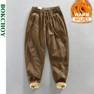 Inverno Nuovo 100% Cotone Cargo Velluto Pantaloni Invernali da Uomo Comodo Addensato Morbido Tenere al Caldo Retro Pantaloni da Strada AZ640 1