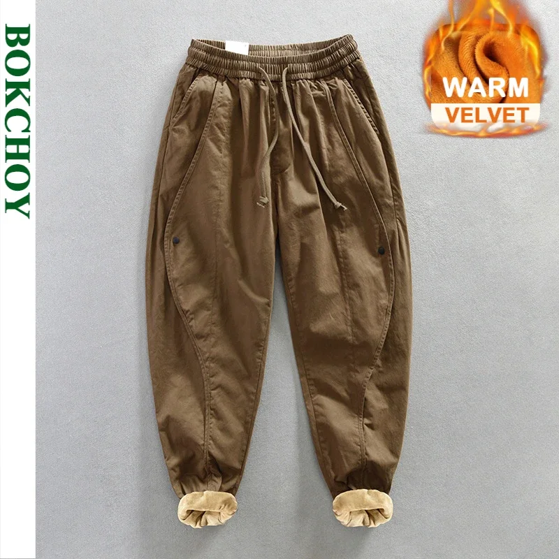 Inverno Nuovo 100% Cotone Cargo Velluto Pantaloni Invernali da Uomo Comodo Addensato Morbido Tenere al Caldo Retro Pantaloni da Strada AZ640 1