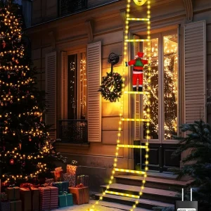 Luci a scaletta a LED Babbo Natale Scaletta da arrampicata Luce Decorazione natalizia Casa Giardino esterno Albero di Natale Regalo di Capodanno 1