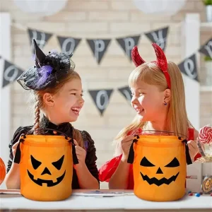 2025Halloween 1 Pz Led Х Halloween Truc Of Traktatie Emmer Pompoen Snoepzakjes Inklapbare Halloween Mand Voor Thanksgiving 1