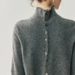 Pullover da donna Maglione basic in cashmere 100% davanti e dietro entrambi indossano collo finto lavorato a maglia Abbigliamento versatile Cardigan maglione autunno inverno 1