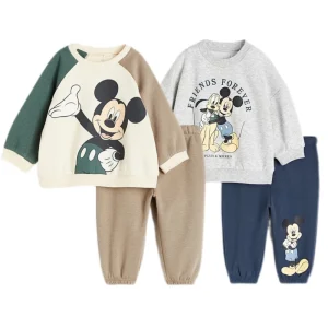 Autunno Nuovo Costume da Bambino Topolino Felpe con Cappuccio + Pantaloni Set da 2 Pezzi Moda Abiti Casual Bambini Girocollo Top Pantaloni Abiti a Maniche Lunghe 1