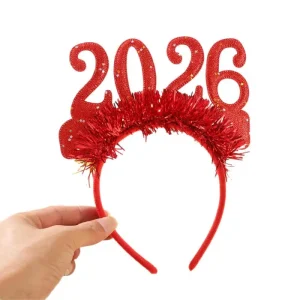 2026 Fascia natalizia con numero glitterato - Accessorio natalizio scintillante per capelli per il conto alla rovescia e le feste NYE Disfrute2025E 1