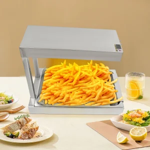 Stazione di riscaldamento per patatine fritte Tubo a infrarossi a riscaldamento rapido in acciaio inossidabile 750W 176 ℉   Scaldavivande per uso commerciale con controllo della temperatura 1