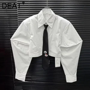 DEAT 2025 Inizio Autunno Nuova Camicia di Design di Nicchia Per Le Donne Moda Versatile Con La Cravatta Breve Casual Top Femminile Alla Moda 11A06010 1