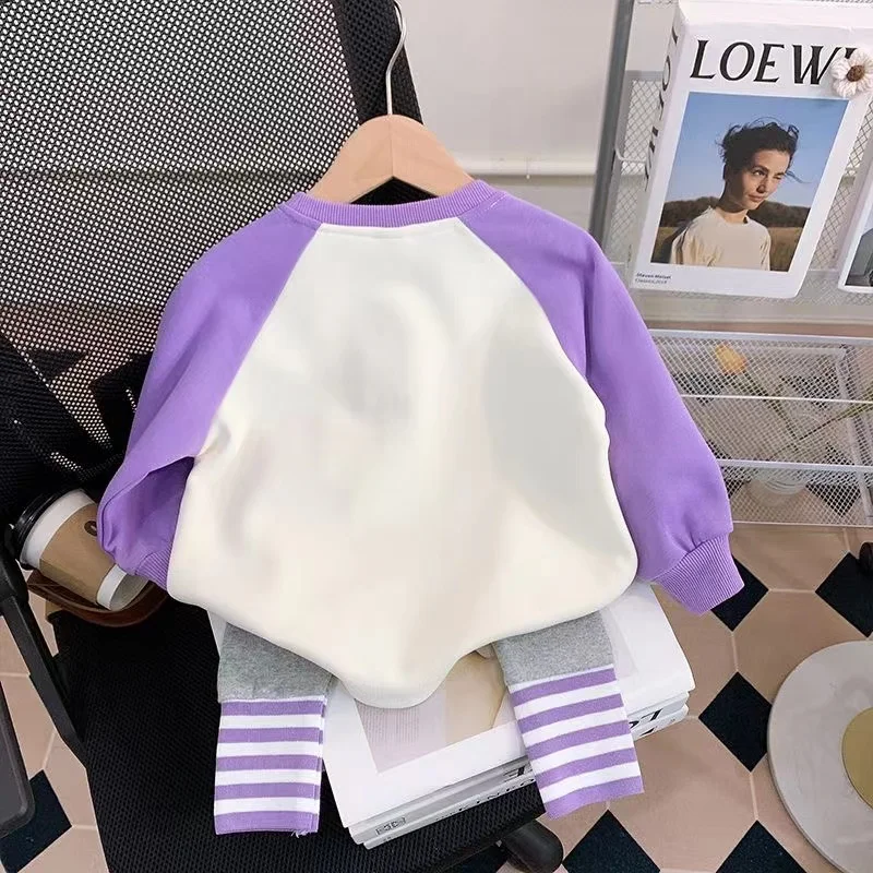 Vestiti autunnali Neonata Cartoon Maglione Top e Legging Pant Set Bambini Cotone Lettera Pullover Pantaloni sportivi Completo da 2 pezzi 4