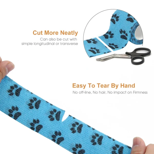 24 rotoli Vet Wrap Benda elastica per animali domestici Benda autoadesiva per cane Gatto Cavallo Nastro sportivo autoadesivo non tessuto per ginocchio caviglia 6