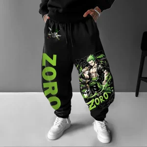 Pantaloni da uomo ONE PIECE Pantaloni Pantaloni sportivi Roronoa Zoro Anime giapponesi Primavera e autunno Tendenza Y2k Pantaloni da jogging Harajuku 1