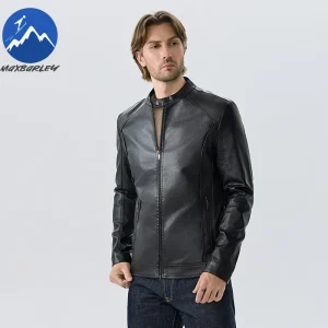 Maxbarley Giacca da moto da uomo in pelle Autunno 8xl Taglia Giacca da moto antivento Uomo 2025 Cappotto invernale in pelle PU moda coreana 1