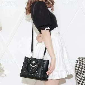 Borsa tote giapponese per ragazze dolci Estate nuova borsa carina Borsa a tracolla con strass di perle Borsa a tracolla con fiocco da miniera Borse da donna 1