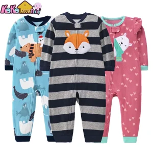 Vestiti del bambino primavera autunno pagliaccetti caldi neonato ragazzo ragazza pigiama Indoor cerniera in pile bambino animale tuta abbigliamento 9-24 mesi 1