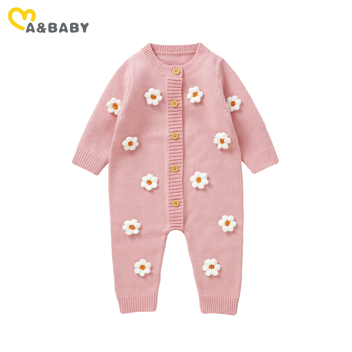 Ma & baby 0-18M neonato neonato neonate tuta morbida maglia pagliaccetto manica lunga fiore autunno inverno abbigliamento caldo 6