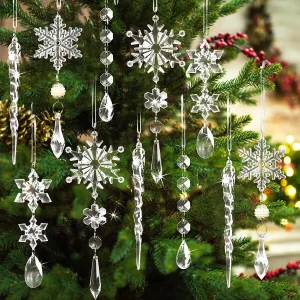 10 Pz/1 set Acrilico Fiocco di Neve Simulazione Pendenti di Ghiaccio Albero di Natale Appeso Ornamento Decorazioni Per La Casa Di Natale Regalo di Capodanno 1
