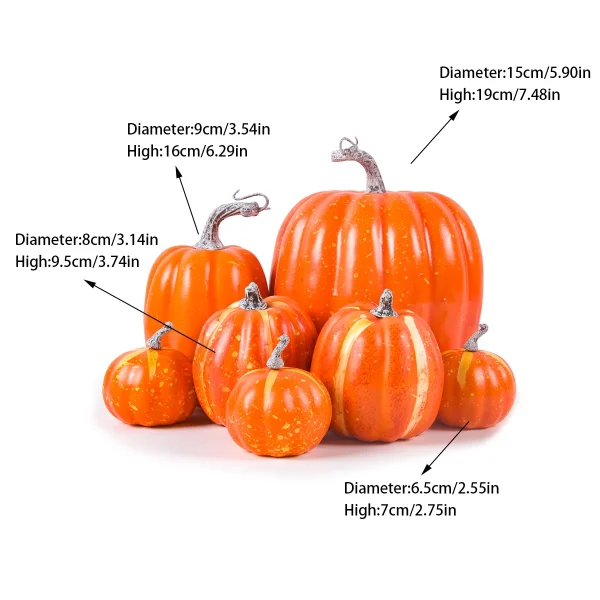 Set di zucche artificiali per il Ringraziamento, zucche grandi e piccole assortite, zucche finte, tavolo per la raccolta autunnale della fattoria, decorazioni per Halloween 4