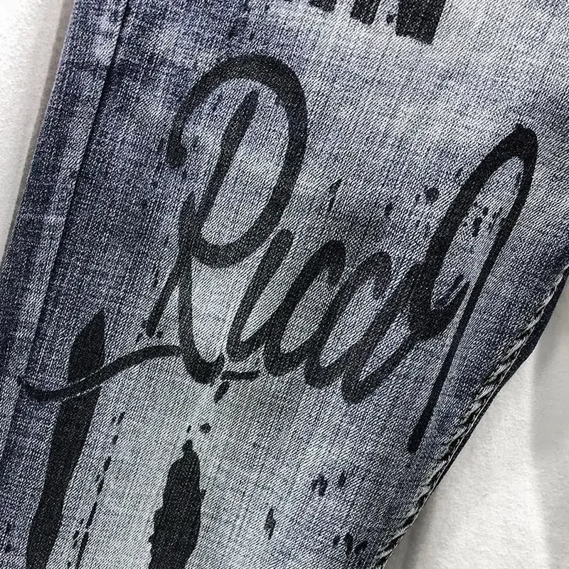 Punk Graphic Hip Hop con Jeans con stampa per uomo Pantaloni Harem Pantaloni da cowboy maschili di alta qualità Allentati 2025 Tendenza Denim invernale Goth 5