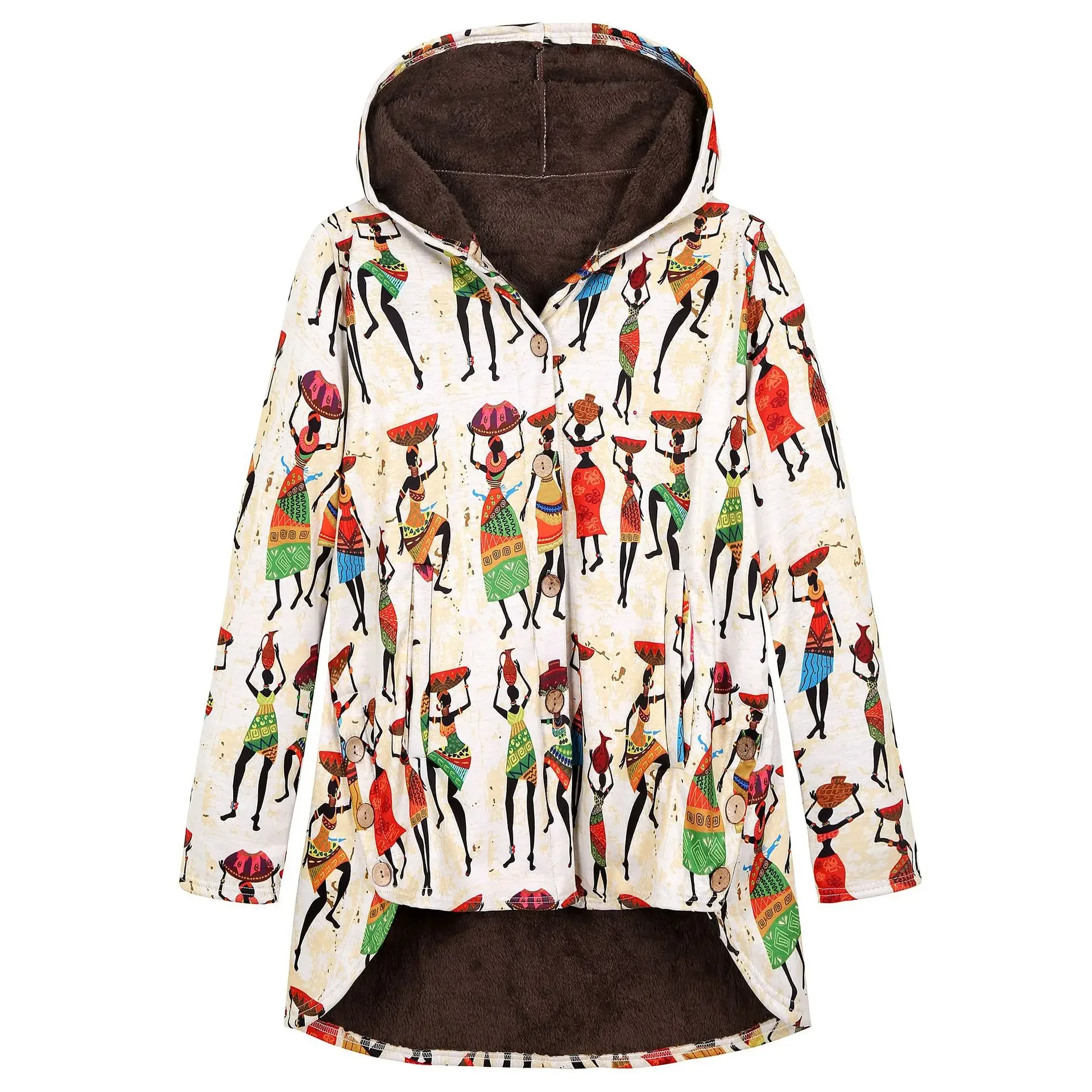 Giacca da donna in cotone ispessito taglie forti Cappotto con bottoni Capispalla in peluche di media lunghezza asimmetrico Marchio di moda Capispalla invernale caldo 3