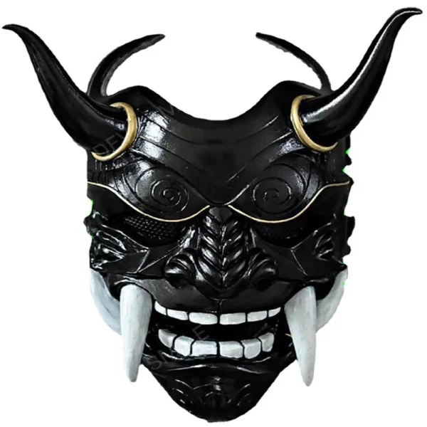 Fantasma giapponese Hannya Maschera per travestimento di Halloween Prajna Mezza faccia Maschere Samurai 5