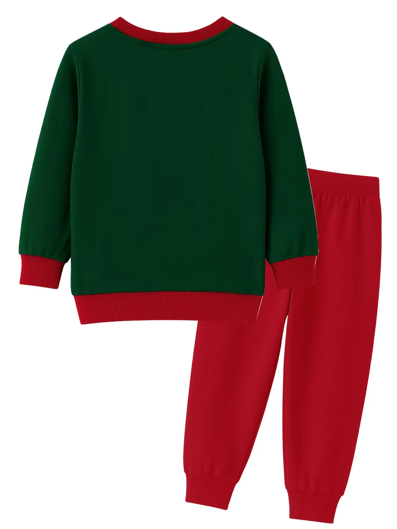 Set di due pezzi di maglione e pantaloni in puro cotone girocollo a maniche lunghe natalizie per bambini, graziosa camicia pullover casual di Babbo Natale 2