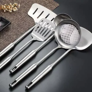 304 Spatola Wok in acciaio inossidabile Utensili da cucina in metallo Scanalato Turner Cucchiaio Mestolo Strumenti di cottura Set di utensili Accessori da cucina 1